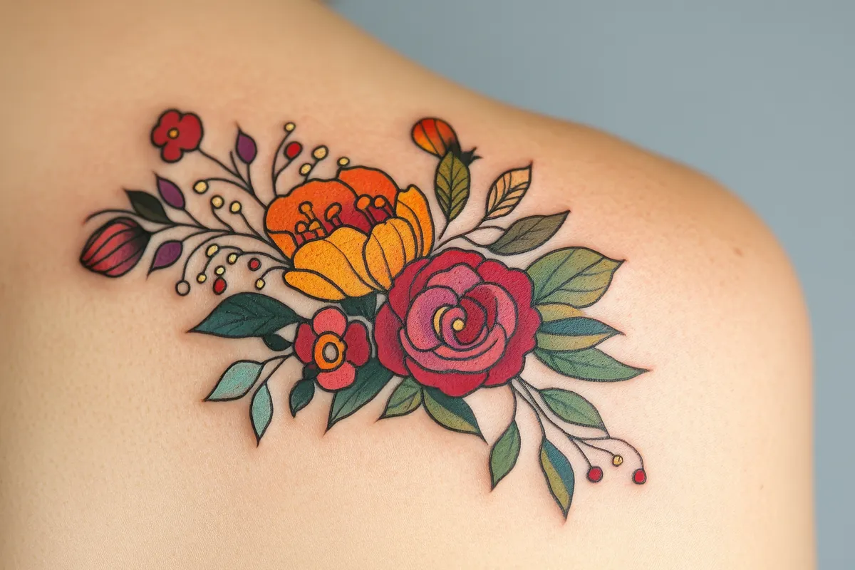 Blumentatoo auf der Schulter
