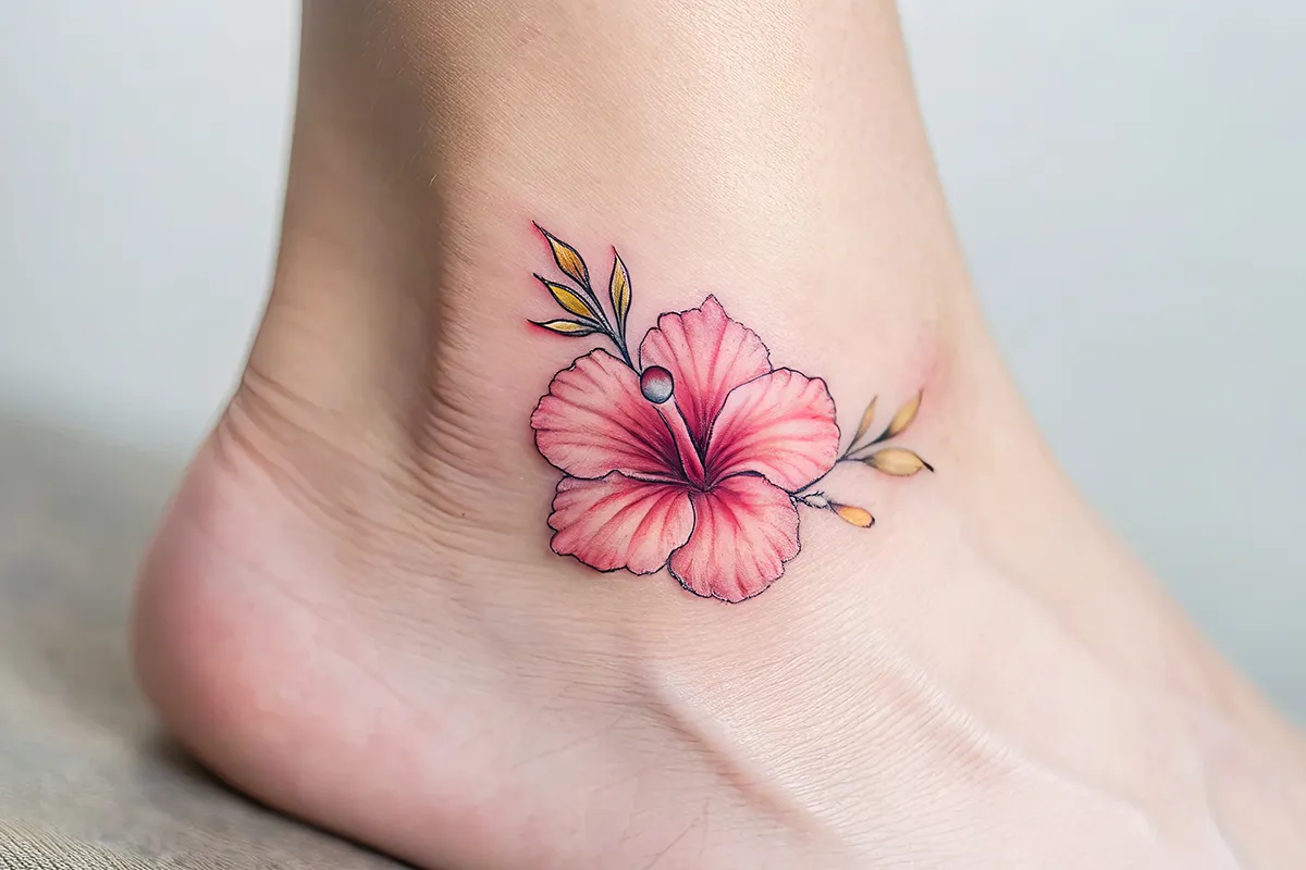 Schmerzhafteste Körperstellen bei Tätowierungen Knochennähe Blumentattoo am Fussknöchel